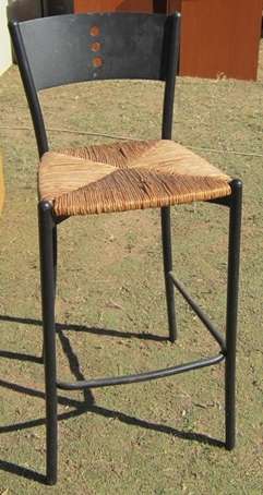 Metal Barstool with Woven Seat