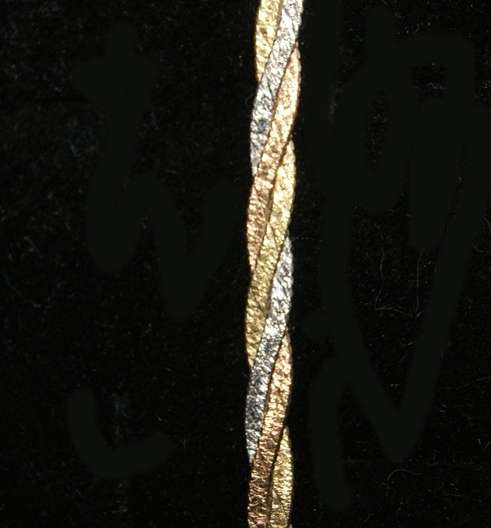 STUNNING 18ct GOLD NECKLACE WOVEN 3 TONE GOLD (5.1g) @@@ CRAZZYYY R1 START