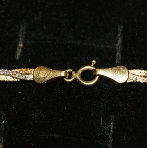 STUNNING 18ct GOLD NECKLACE WOVEN 3 TONE GOLD (5.1g) @@@ CRAZZYYY R1 START