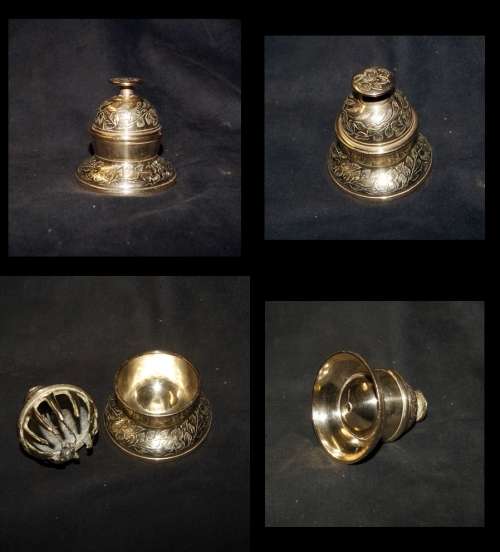 STUNNING ETCHED BRASS BELL IN STAND @@@ CRAZZYYY LOW START