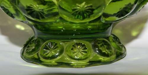 Green Glass Bowl with Scalloped Edges