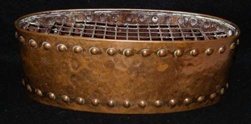 Hand Beaten Richard Mead Copper Vase with grid for flower arranging