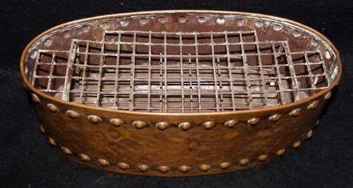 Hand Beaten Richard Mead Copper Vase with grid for flower arranging
