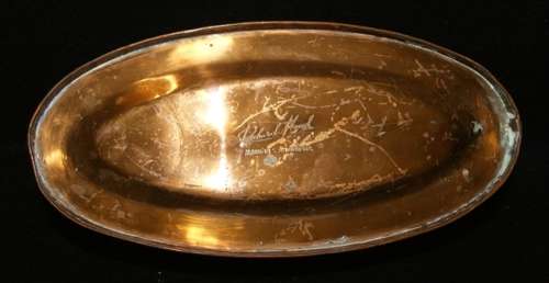 Hand Beaten Richard Mead Copper Vase with grid for flower arranging