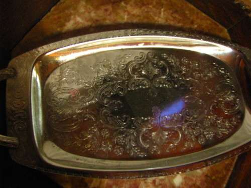 DM84Sale Small Silver Plated Tray with Handles @@@ Crazy Low R1 Start