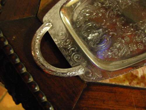 DM84Sale Small Silver Plated Tray with Handles @@@ Crazy Low R1 Start