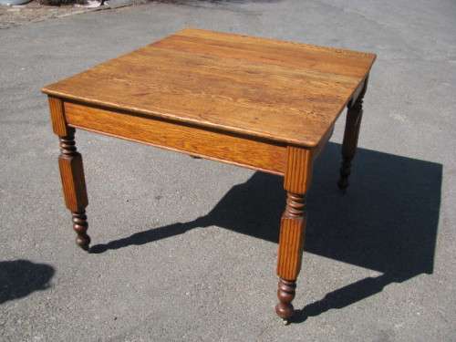 DM84Sale ANTIQUE OAK COLONIAL TABLE ON CASTORS @@@ Crazy Low R1 Start