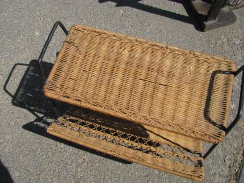 DM84Sale PURE 1950'S RETRO WICKER AND METAL MAGAZINE RACK WITH TABLE SURFACE @@@ Crazy Low R1 Start