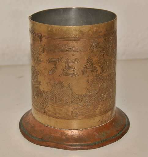 Mandarin Ware Copper and Brass Tea Caddy