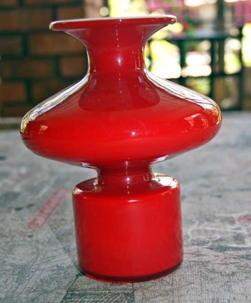 Lindshammer Red and White Glass Vase