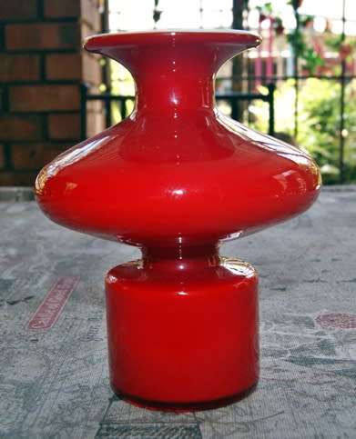 Lindshammer Red and White Glass Vase
