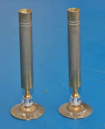 Pair of Brass Candle Sticks with Crystal