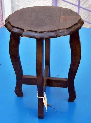 Vintage Imbuia Round Linen Fold Side Table