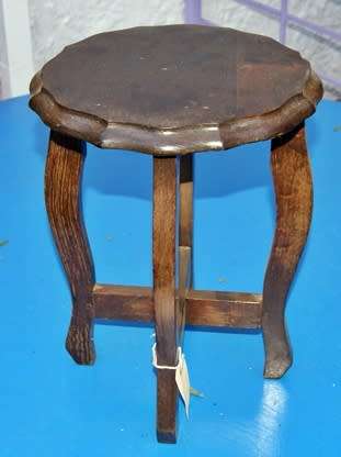 Vintage Imbuia Round Linen Fold Side Table