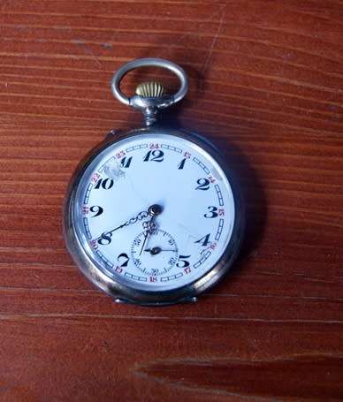 Ancre Ligne Droite 15 Jewel 800 Silver Cased Pocket Watch with 800 Silver FOB Chain