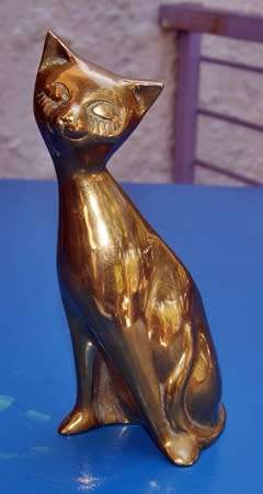 Large Heavy Brass Cat