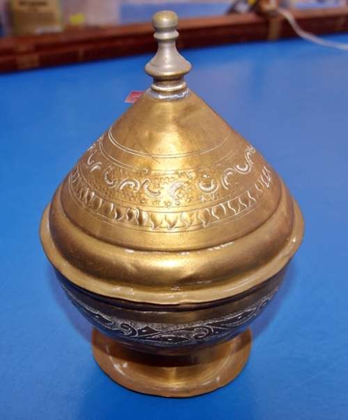 Brass Detailed Urn with Lid
