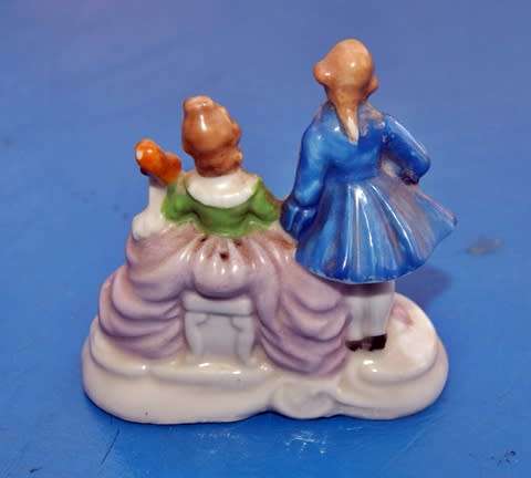 Antique Crinoline Lady & Man Ornament Playing Violin