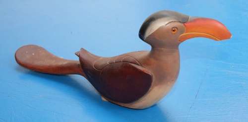 Wooden Carved and Hand painted Red Billed Hornbill from Feathers Gallery No288 of 975B