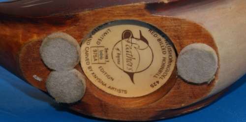 Wooden Carved and Hand painted Red Billed Hornbill from Feathers Gallery No666 of 975B