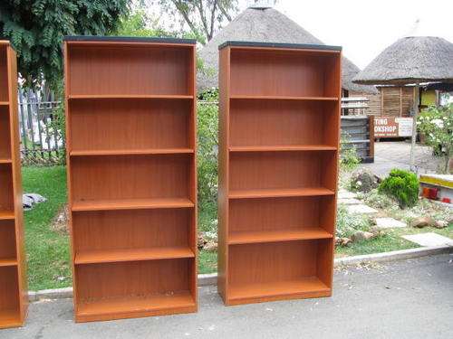 ## 2 TALL CHERRY WOOD BOOKSHELVES WITH ADJUSTABLE SHELVES ...NOTE BID IS PER EACH ##