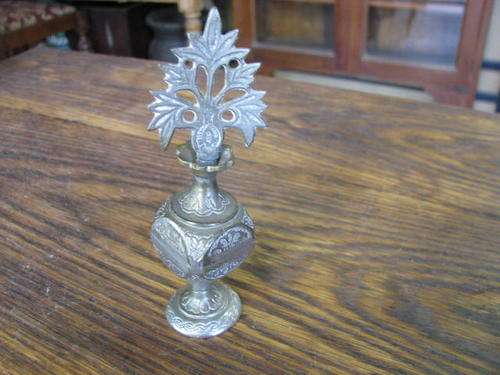 @#% A LOVELY VINTAGE PLATED PERFUME BOTTLE WITH REMOVABLE APPLICATOR %#@