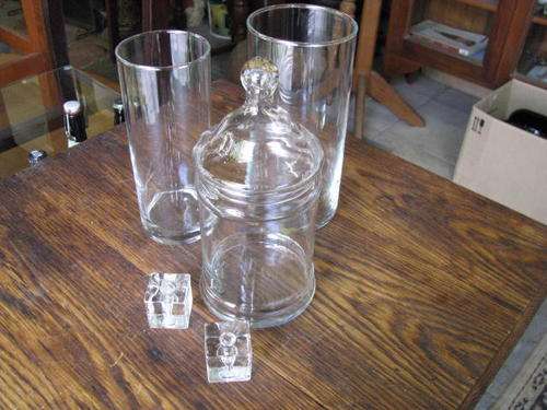 %%%% A JOBLOT OF GLASS ITEMS... ONE LOVELY STORAGE JAR WITH LID...ALL GOOD CONDITION  %%%%