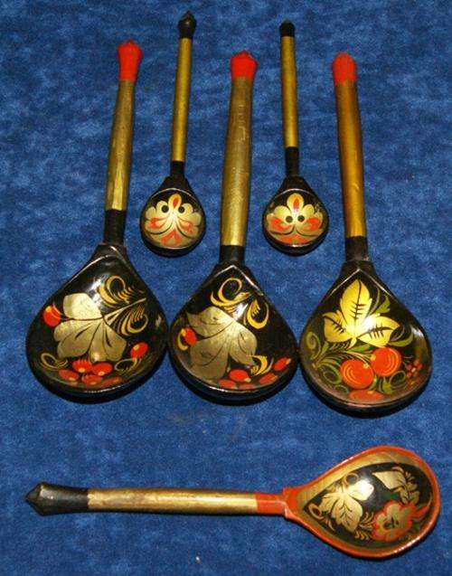 GORGEOUS SET OF HAND PAINTED WOODEN SPOONS@@@CRAAAZZZYYY R1 START!!!!