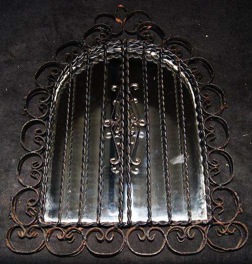 GORGEOUS OLD (ANTIQUE?) HINGED WROUGHT IRON MIRROR STUNNING DETAIL @@@ CRAAZZYYY R1 START