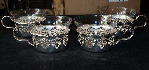 4 x GORGEOUS HIGHLY DETAILED EPNS AND GLASS CUPS@@@ CRAZY R1 START