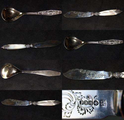STUNNING ANTIQUE EPNS BUTTER KNIFE AND OLD SUGAR SPOON @@@ CRAZZYYYY R1 START