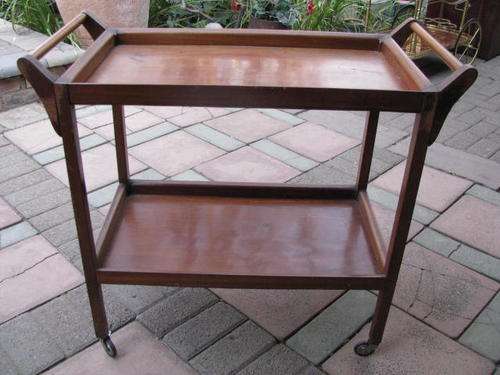 A LOVELY 2 TIER TEAK TROLLEY ON CASTORS.... CIRCA 1940'S TO 1950'S