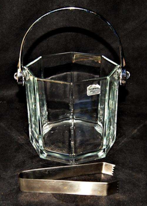 A MAGNIFICENT VINTAGE LUMINARCS CRYSTAL GLASS ICE BUCKET WITH TONGS!!!!! @ CRAZY R1 START