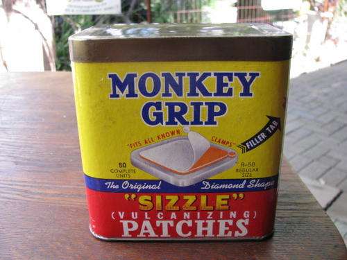 A MONKEY GRIP "SIZZLE' VULCANIZING PATCHES TIN @CRRAAAZY R1 START