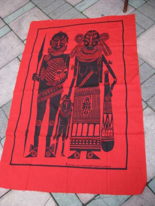VINTAGE HAND SCREEN PRINTED FABRIC.. "AFRIKANER" MARINDADI FABRIC BY OBINDAH @CRRAAAZY R1 START