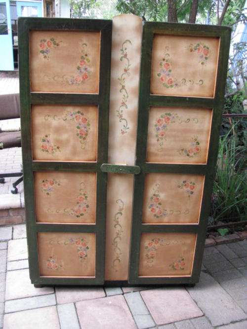 A LOVELY PAINTED WARDROBE....... BOUGHT IN 1970'S & PAINTED FOR THE CLIENT...