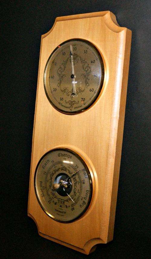*** AUTHENTIC FRENCH BAROMETER & THERMOMETER *** SOLID YELLOWWOOD AND BRASS @@@ CRAZY LOW START