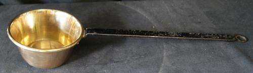 Antique Primitive Brass Saucepan Or Pot With Cast Iron Handle