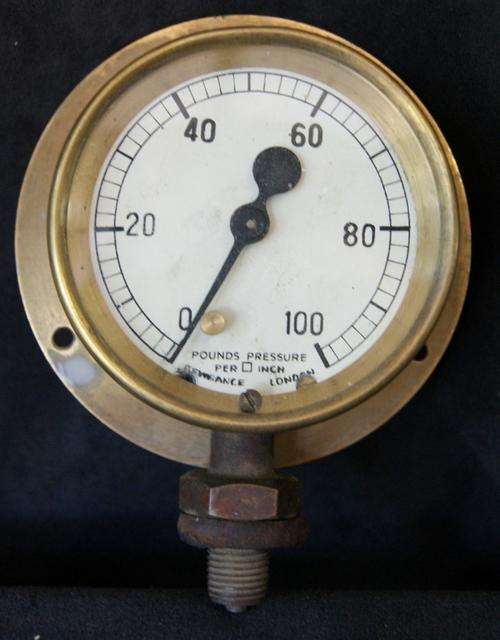Antique Brass Steam Gauge Dewrance & Co. London Railroad Steam Engine Gauge
