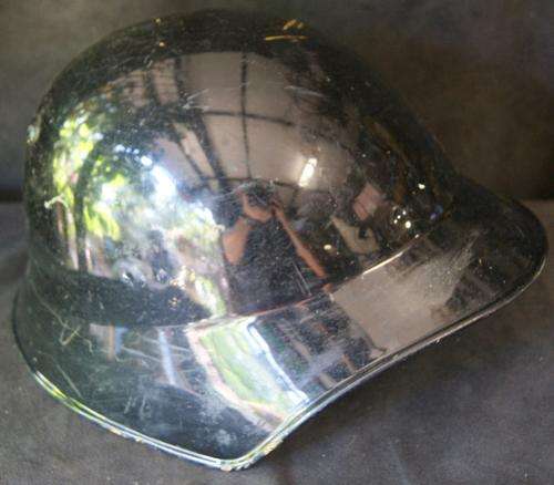 Vintage Enamel Black Motorcycle Helmet