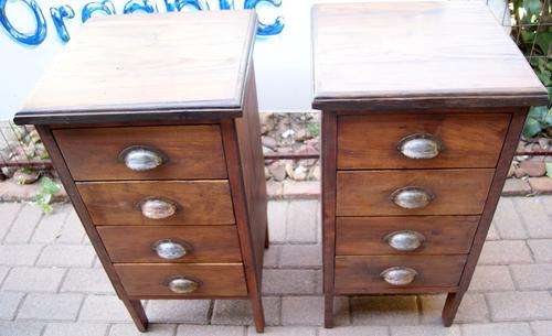 Mixed Wood 4 Drawer Pedestals - Pair