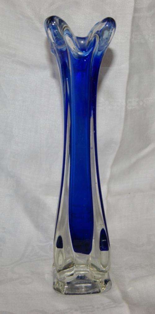 MURANO BLUE GLASS TULIP VASE
