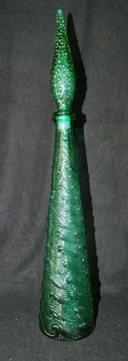 Awesome Tall Green Genie Glass Decanter