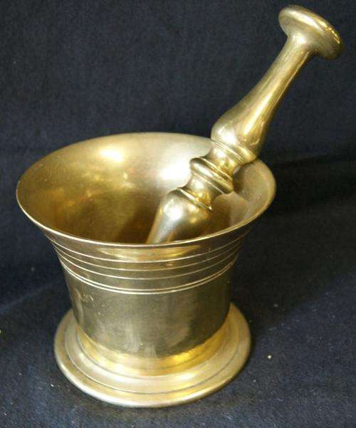 Vintage Solid Brass Pestle and Mortar