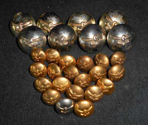Vintage South Africa Air Force Regimental Brass and Chrome Uniform Buttons