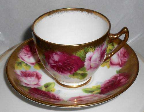 Vintage Royal Albert Crown China Pink Roses Demitasse Coffee Cup, Saucer Duo