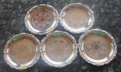 5x Awesome Silver Plated Coasters