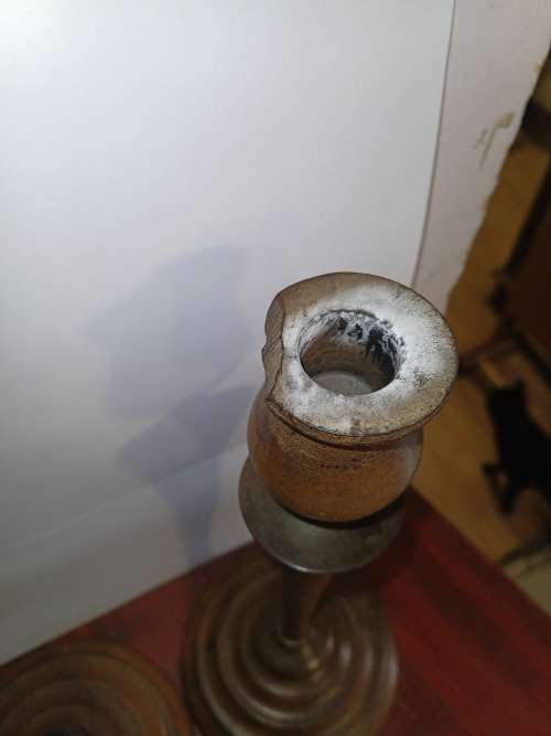 A Beautiful Pair of Antique turned treen candlesticks