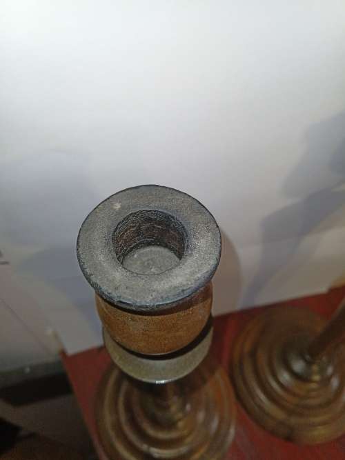 A Beautiful Pair of Antique turned treen candlesticks