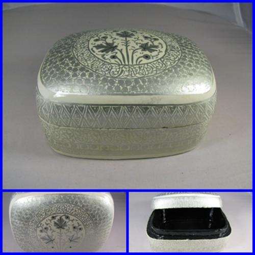 OLD HAND PAINTED WOODEN TRINKET BOX